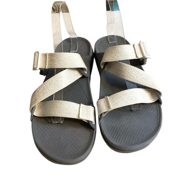 Chaco's Chillos Women's Slide Sandal Cream Adjustable Straps Gray Sole Size 11 - Picture 2 of 13
